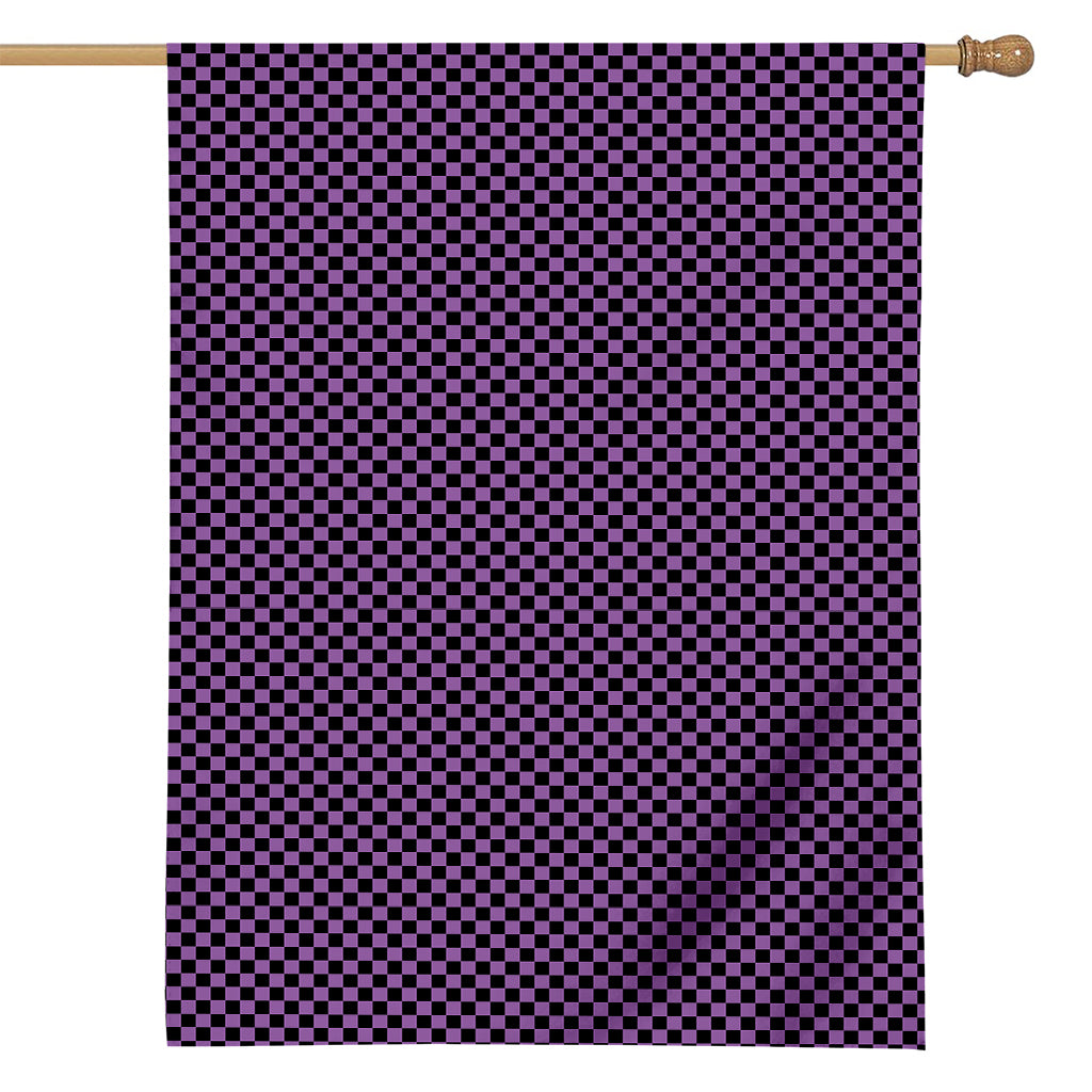 Purple And Black Checkered Pattern Print House Flag