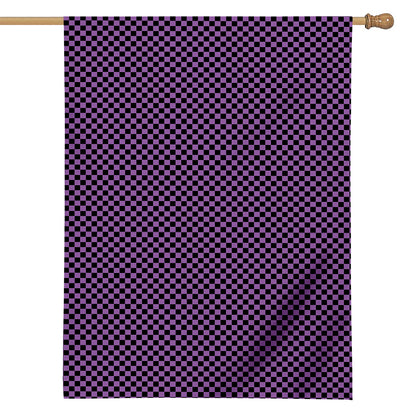 Purple And Black Checkered Pattern Print House Flag