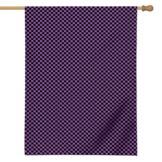 Purple And Black Checkered Pattern Print House Flag