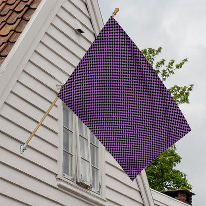 Purple And Black Checkered Pattern Print House Flag