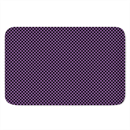 Purple And Black Checkered Pattern Print Indoor Door Mat