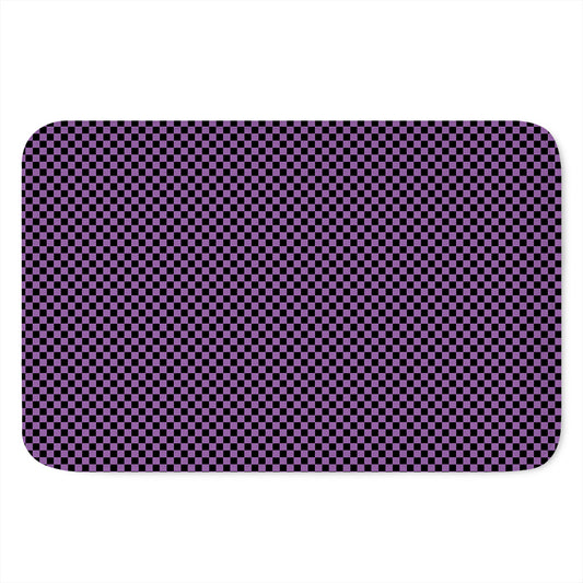 Purple And Black Checkered Pattern Print Indoor Door Mat