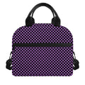 Purple And Black Checkered Pattern Print Insulated Lunch Bag