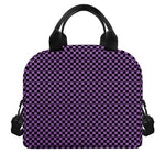 Purple And Black Checkered Pattern Print Insulated Lunch Bag