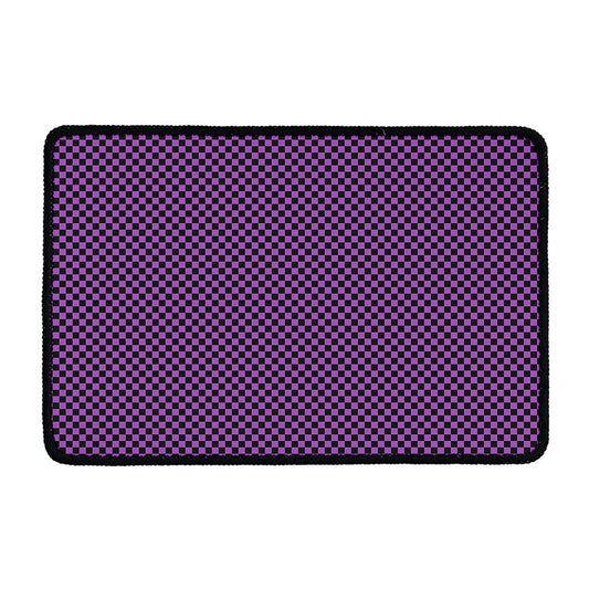 Purple And Black Checkered Pattern Print Kitchen Mat