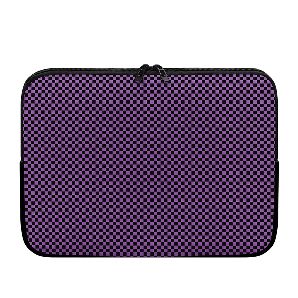Purple And Black Checkered Pattern Print Laptop Sleeve