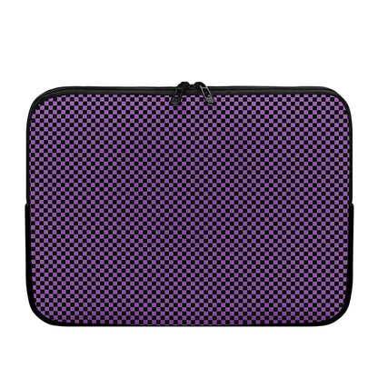 Purple And Black Checkered Pattern Print Laptop Sleeve