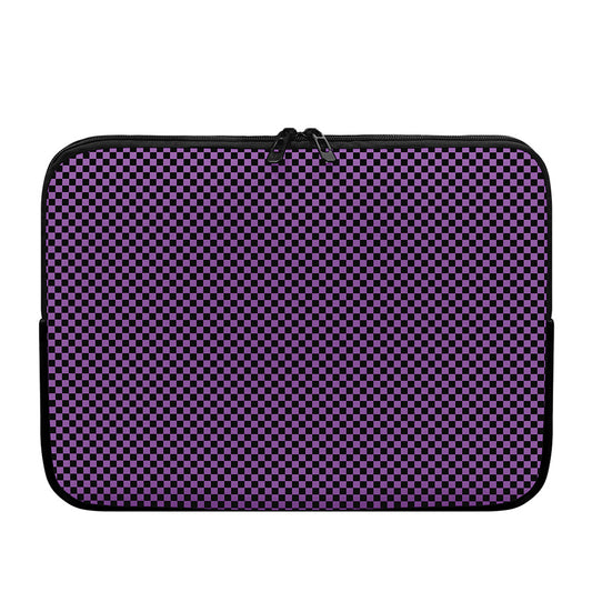 Purple And Black Checkered Pattern Print Laptop Sleeve