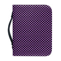 Purple And Black Checkered Pattern Print Leather Bible Cover