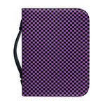 Purple And Black Checkered Pattern Print Leather Bible Cover