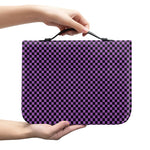 Purple And Black Checkered Pattern Print Leather Bible Cover