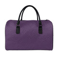 Purple And Black Checkered Pattern Print Leather Duffel Bag