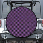 Purple And Black Checkered Pattern Print Leather Spare Tire Cover