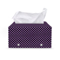Purple And Black Checkered Pattern Print Leather Tissue Box Cover