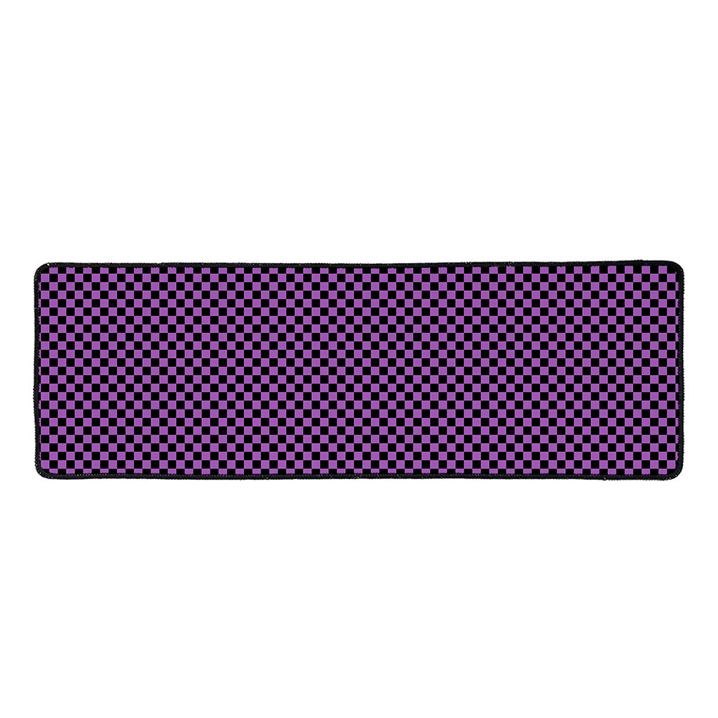Purple And Black Checkered Pattern Print Long Kitchen Mat