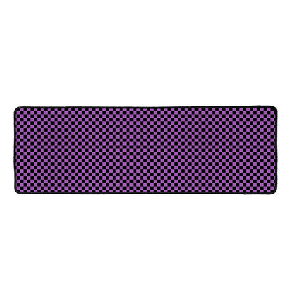 Purple And Black Checkered Pattern Print Long Kitchen Mat