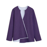 Purple And Black Checkered Pattern Print Long Sleeve Short Coat