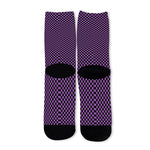 Purple And Black Checkered Pattern Print Long Socks