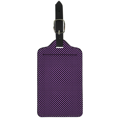 Purple And Black Checkered Pattern Print Luggage Tag