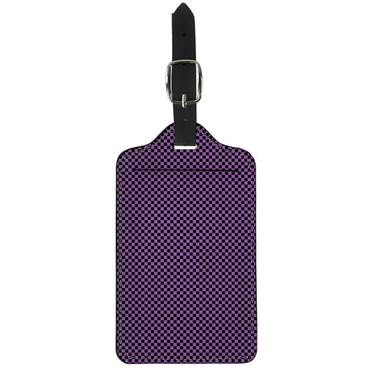 Purple And Black Checkered Pattern Print Luggage Tag