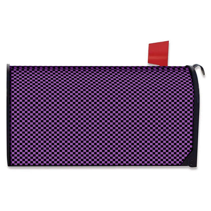 Purple And Black Checkered Pattern Print Mailbox Cover
