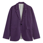 Purple And Black Checkered Pattern Print Men's Blazer