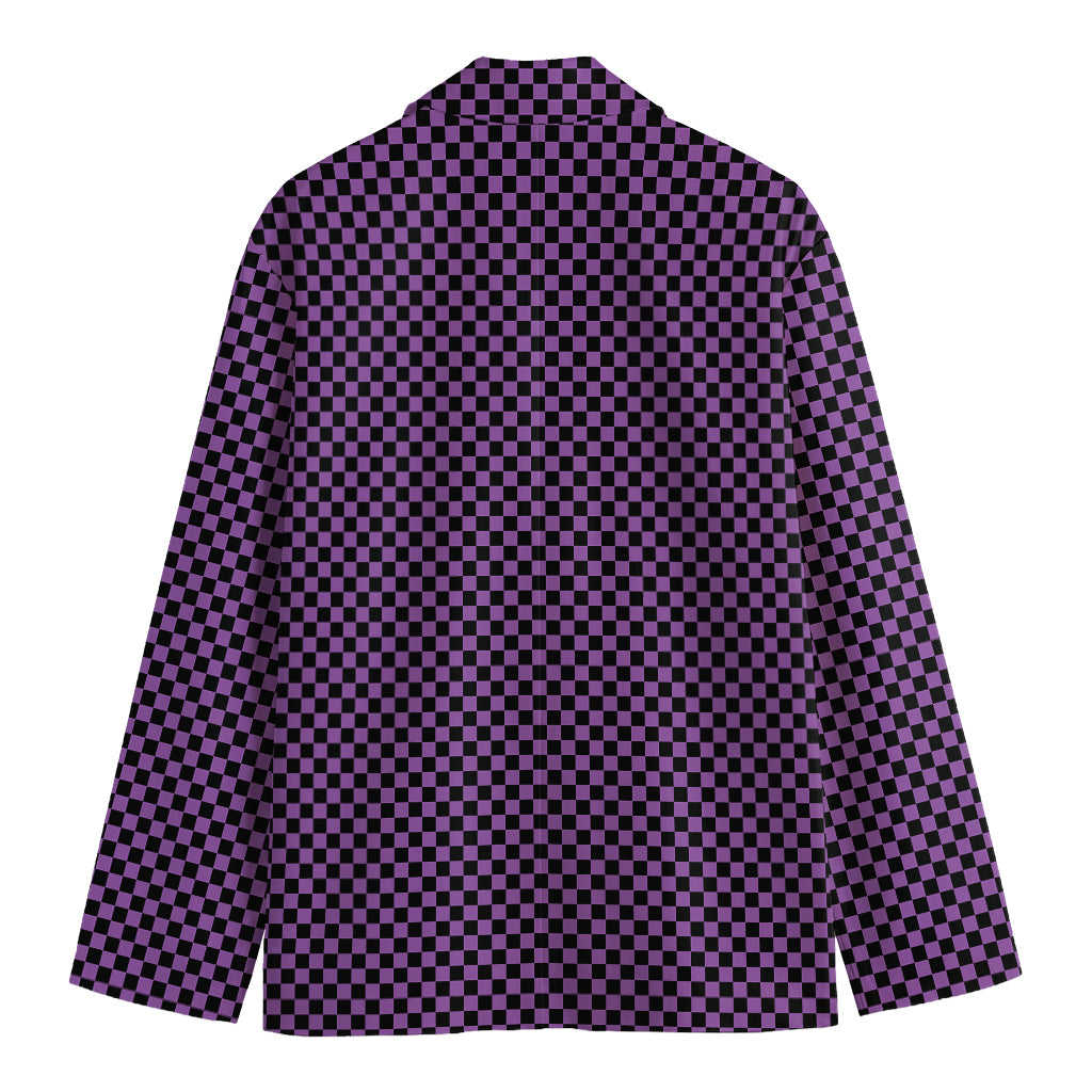 Purple And Black Checkered Pattern Print Men's Blazer