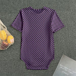 Purple And Black Checkered Pattern Print Men's Bodysuit
