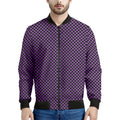 Purple And Black Checkered Pattern Print Men's Bomber Jacket