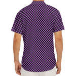 Purple And Black Checkered Pattern Print Men's Deep V-Neck Shirt