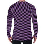 Purple And Black Checkered Pattern Print Men's Long Sleeve T-Shirt