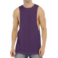 Purple And Black Checkered Pattern Print Men's Muscle Tank Top
