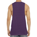 Purple And Black Checkered Pattern Print Men's Muscle Tank Top