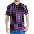 Purple And Black Checkered Pattern Print Men's Polo Shirt