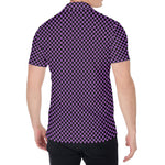Purple And Black Checkered Pattern Print Men's Shirt