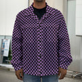 Purple And Black Checkered Pattern Print Men's Shirt Jacket