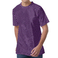 Purple And Black Checkered Pattern Print Men's Velvet T-Shirt