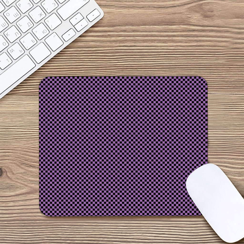 Purple And Black Checkered Pattern Print Mouse Pad