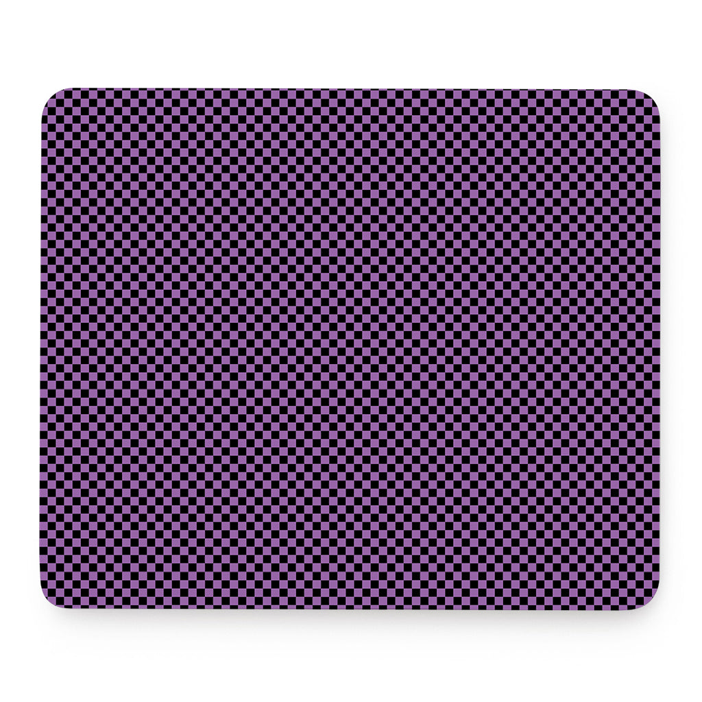 Purple And Black Checkered Pattern Print Mouse Pad
