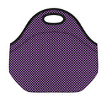 Purple And Black Checkered Pattern Print Neoprene Lunch Bag