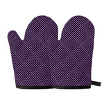 Purple And Black Checkered Pattern Print Oven Mitts