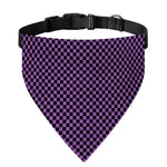 Purple And Black Checkered Pattern Print Over The Collar Dog Bandana