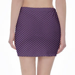 Purple And Black Checkered Pattern Print Pencil Mini Skirt