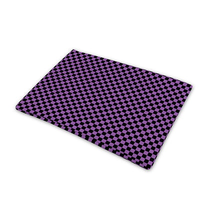 Purple And Black Checkered Pattern Print Pet Cooling Mat Cover