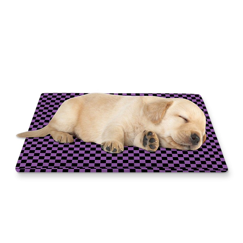 Purple And Black Checkered Pattern Print Pet Cooling Mat Cover