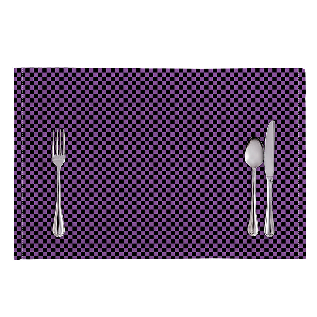 Purple And Black Checkered Pattern Print Placemat