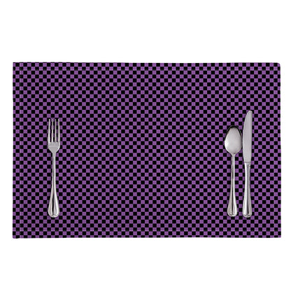 Purple And Black Checkered Pattern Print Placemat