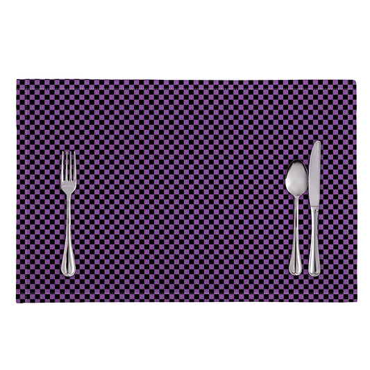 Purple And Black Checkered Pattern Print Placemat