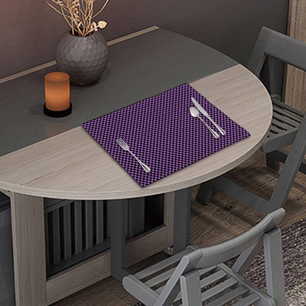 Purple And Black Checkered Pattern Print Placemat