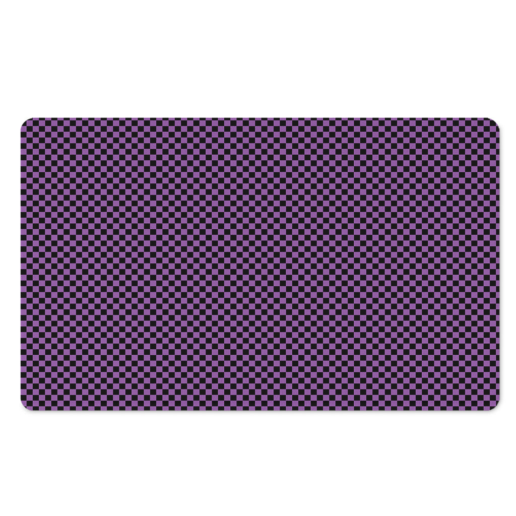 Purple And Black Checkered Pattern Print Polyester Doormat